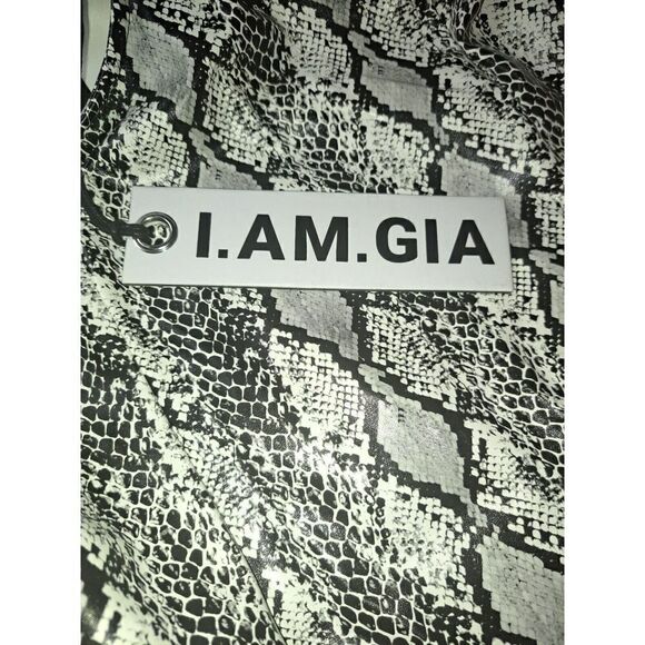 I. AM. GIA Dress Black White Snakeskin Corset Bodice Mini Dress Size Large - Picture 13 of 16